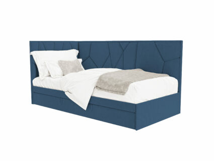 Кровать Beautyson Helga угловая (с ящиком) велюр Formula 767 синий 333