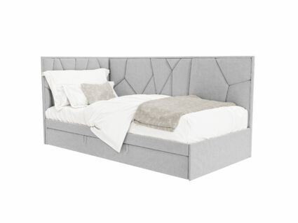 Кровать Beautyson Helga угловая (с ящиком) велюр Formula 961 светло-серый 333